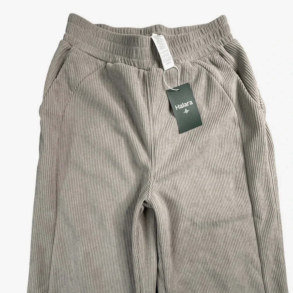 NWT Halara Wide Leg Ribbed Corduroy Pants Beige‎ Tan Petite Small 02760726